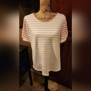 Striped White and Orange Women's Top